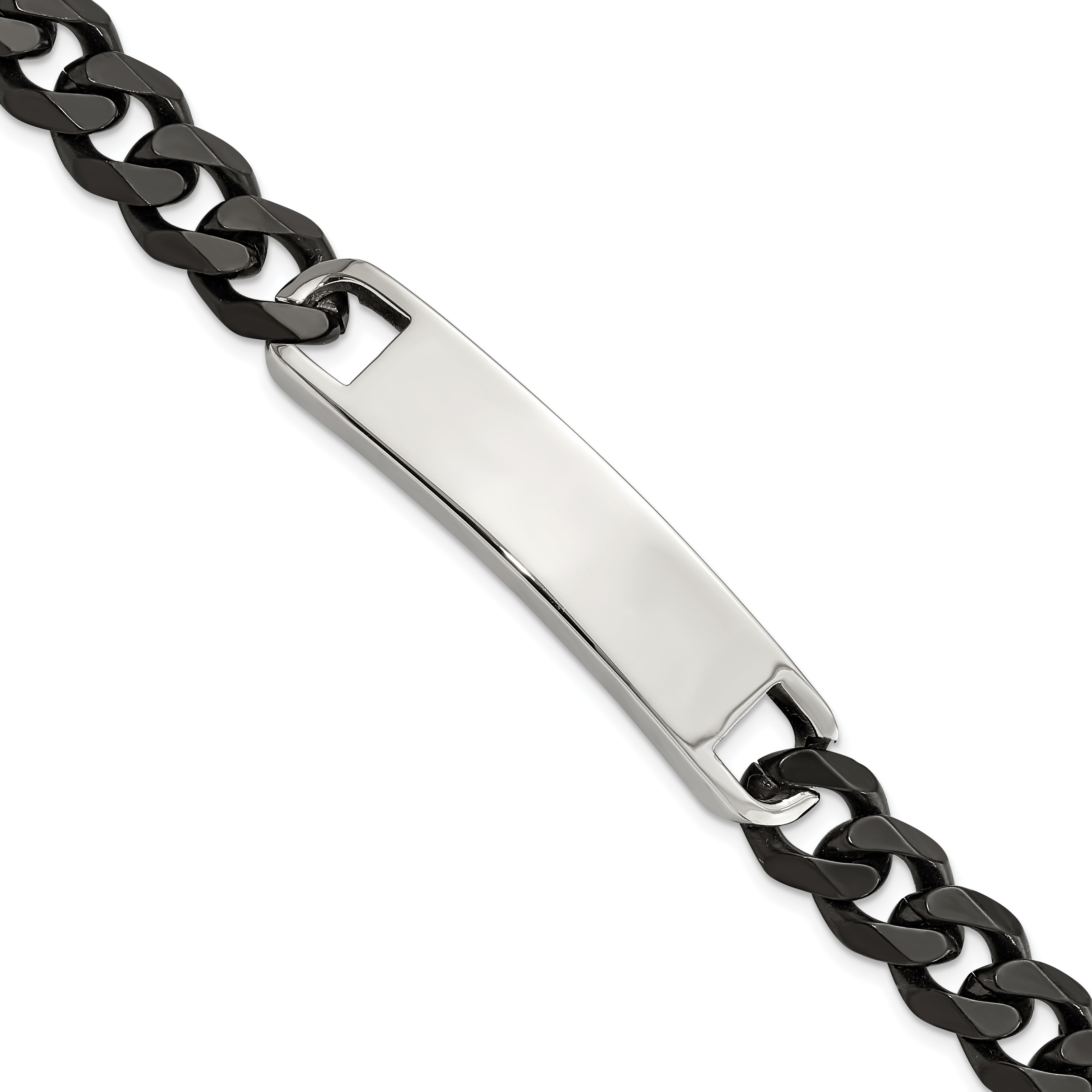 Chisel Stainless Steel Polished Black IP-plated Curb Chain 8.5 inch ID Bracelet