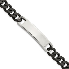 Chisel Stainless Steel Polished Black IP-plated Curb Chain 8.5 inch ID Bracelet