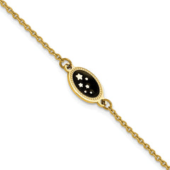 Chisel Stainless Steel Polished Yellow IP-plated with Black Enameled Stars 6.5 inch Bracelet with 1.5 inch Extension