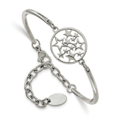 Chisel Stainless Steel Polished Stars 5.5 inch Bangle Bracelet with 2 inch Extension