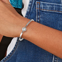 Chisel Stainless Steel Polished with Crystal from Swarovski 6.5 inch Bangle Bracelet with 2 inch Extension