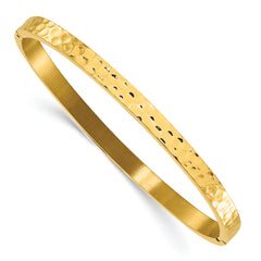 Chisel Stainless Steel Polished and Hammered Yellow IP-plated Bangle