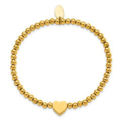 Chisle Stainless Steel Polished Yellow IP-plated Heart 4mm Stretch Bracelet