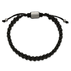 Chisel Stainless Steel Brushed Black Agate Black Nylon Adjustable Bracelet