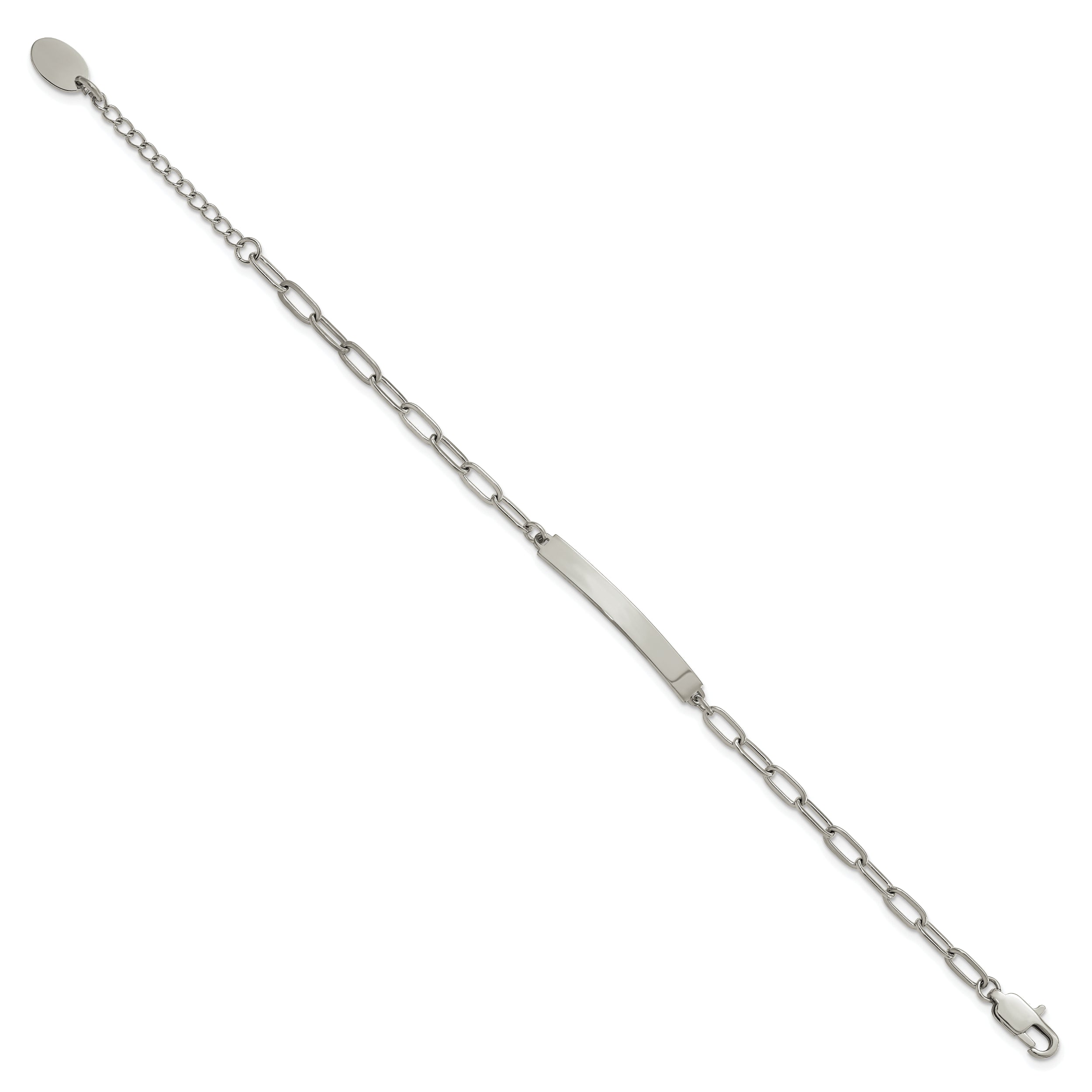 Chisel Stainless Steel Polished Paperclip Link Chain 6.5 inch with 1.25 inch ID Bracelet