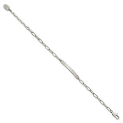 Chisel Stainless Steel Polished Paperclip Link Chain 6.5 inch with 1.25 inch ID Bracelet