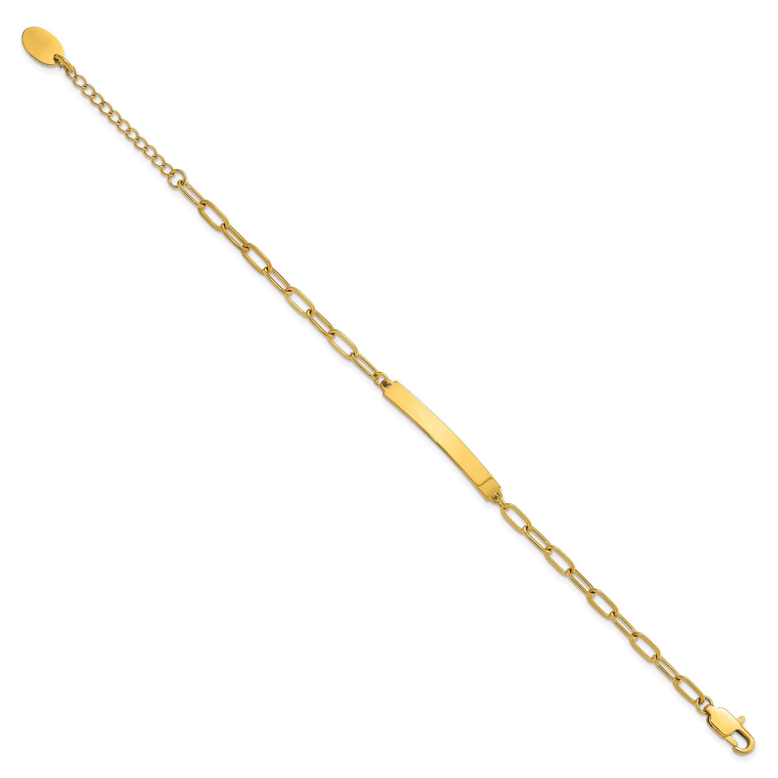 Chisel Stainless Steel Polished Yellow IP-plated Paperclip Link Chain 6.5 inch ID Bracelet with 1.25 inch Extension