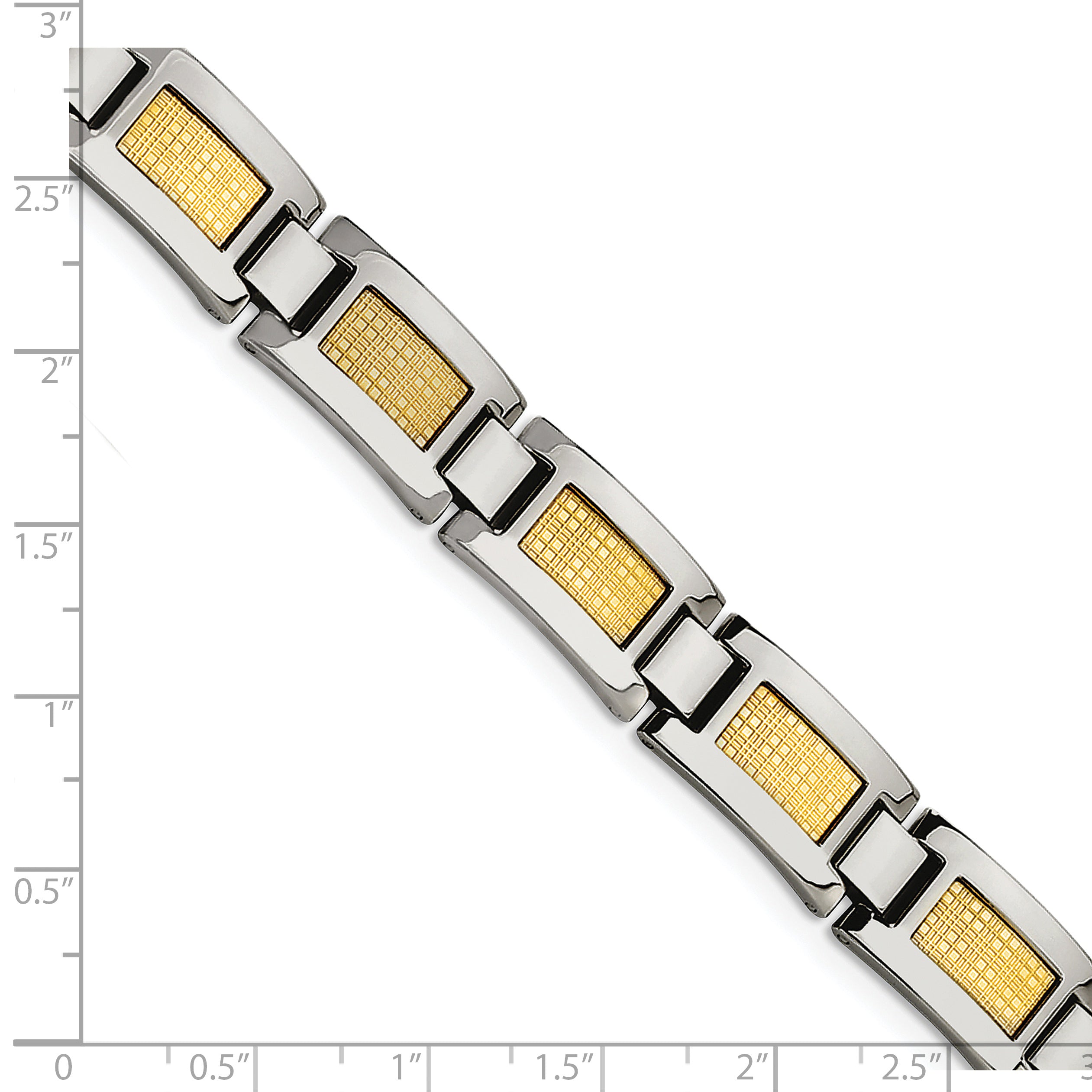 Chisel Stainless Steel Polished with 18k Gold Foil Inlay 8.25 inch Link Bracelet