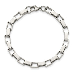 Chisel Stainless Steel Polished 8 inch Square Link Bracelet