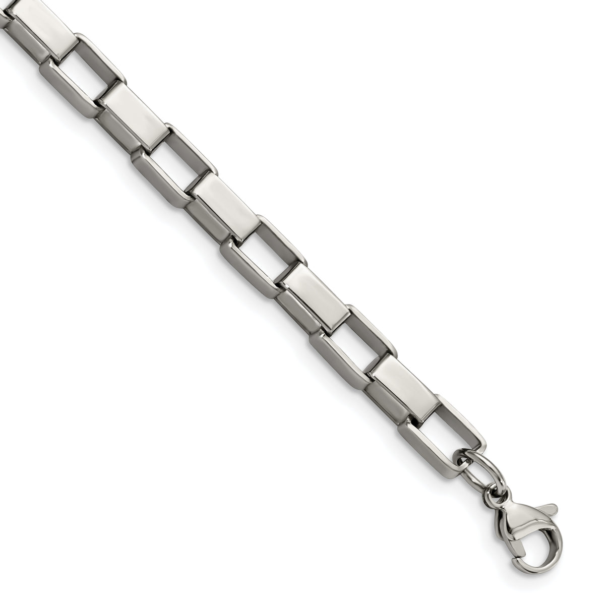 Chisel Stainless Steel Polished 8 inch Square Link Bracelet