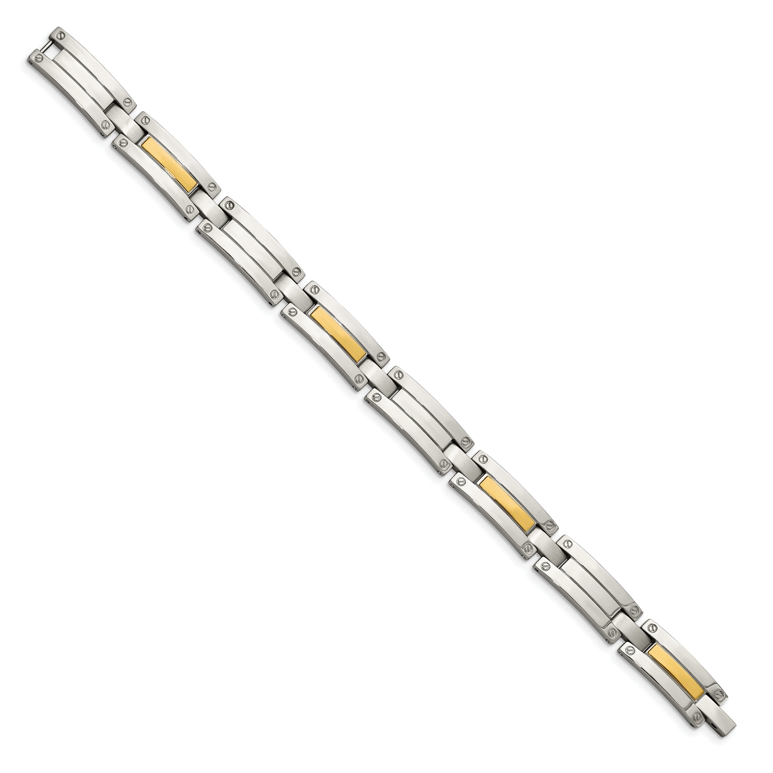 Chisel Stainless Steel with 14k Gold Accent Polished 8.5 inch Link Bracelet