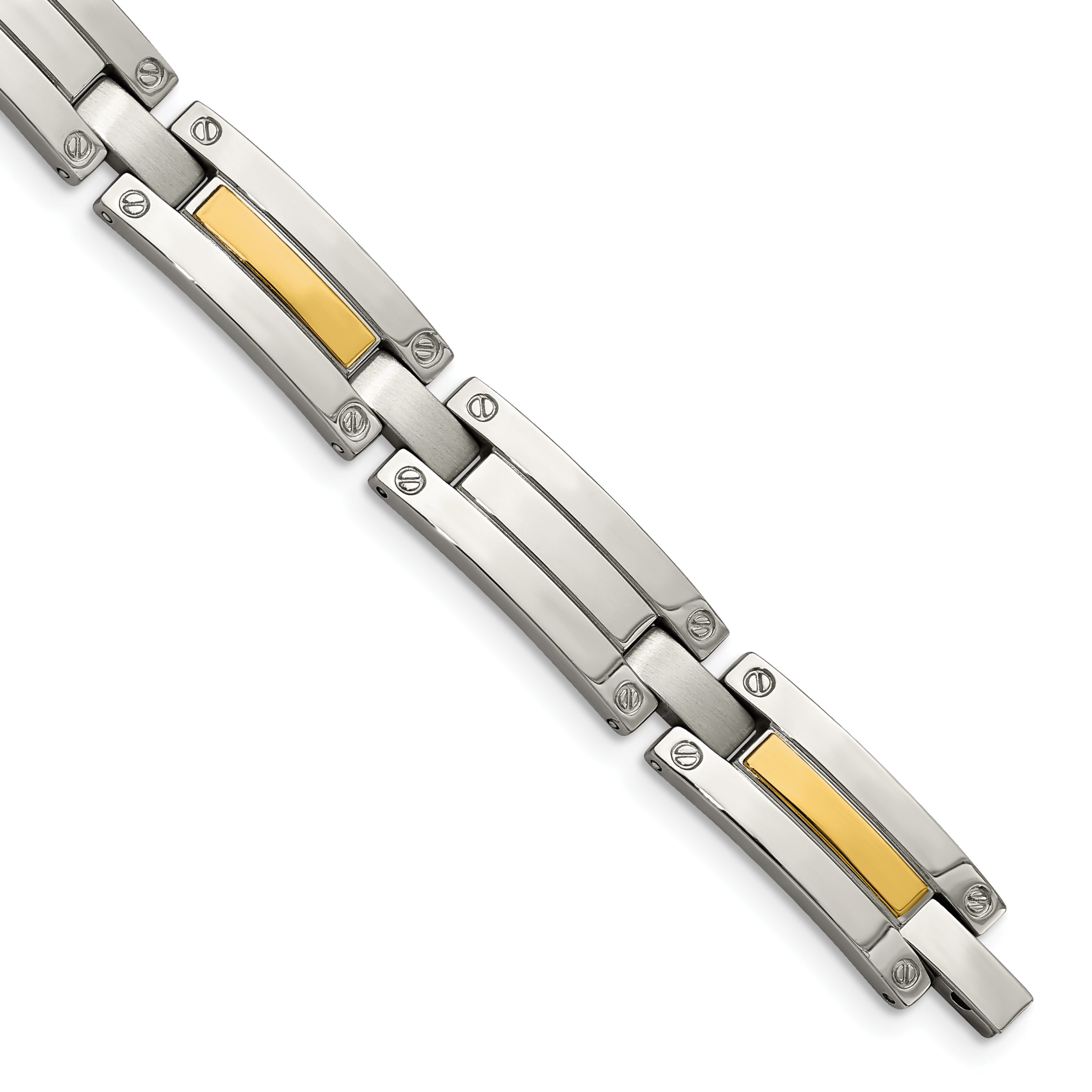 Chisel Stainless Steel with 14k Gold Accent Polished 8.5 inch Link Bracelet