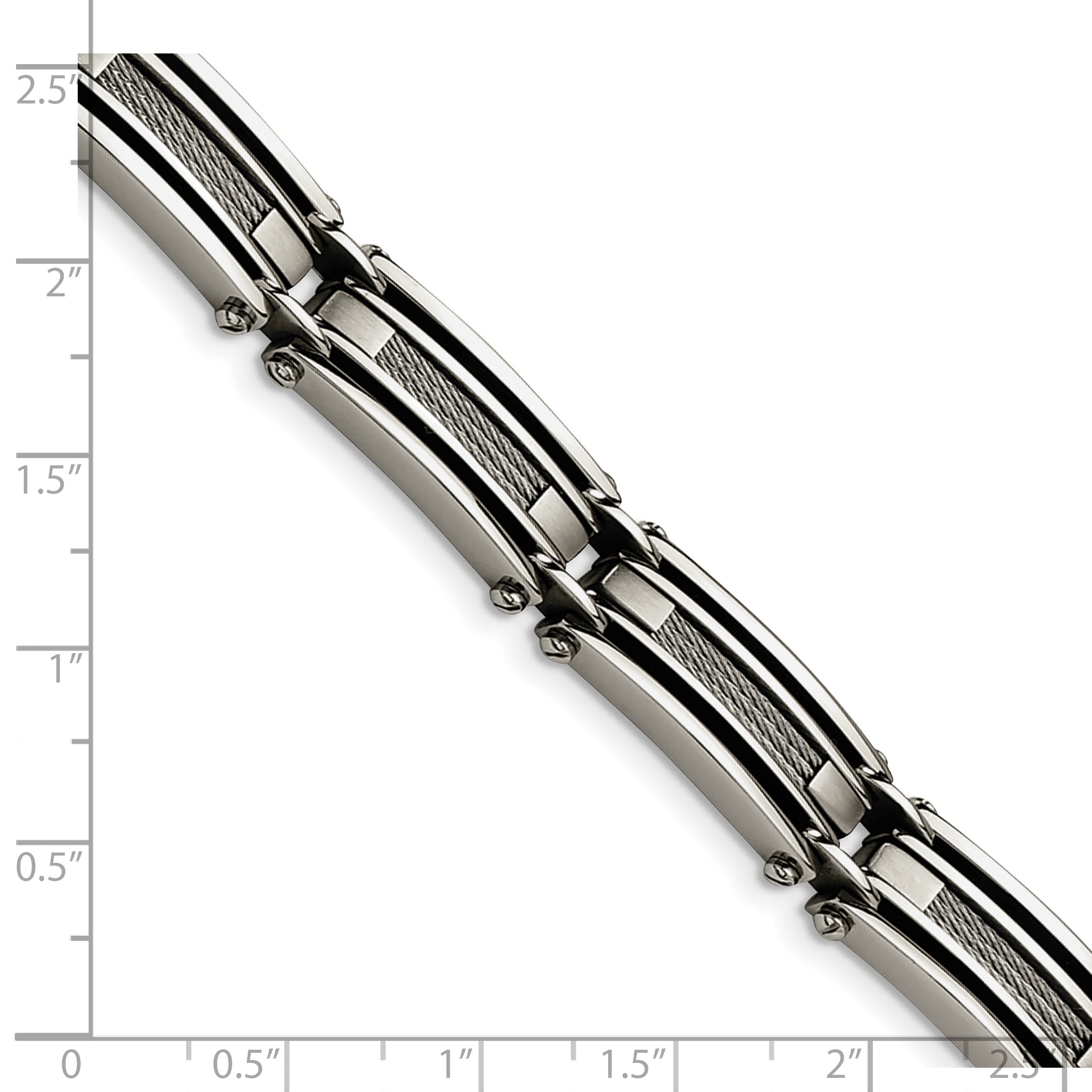 Chisel Stainless Steel Brushed and Polished with Cable Inlay 9 inch Link Bracelet