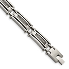 Chisel Stainless Steel Brushed and Polished with Cable Inlay 9 inch Link Bracelet