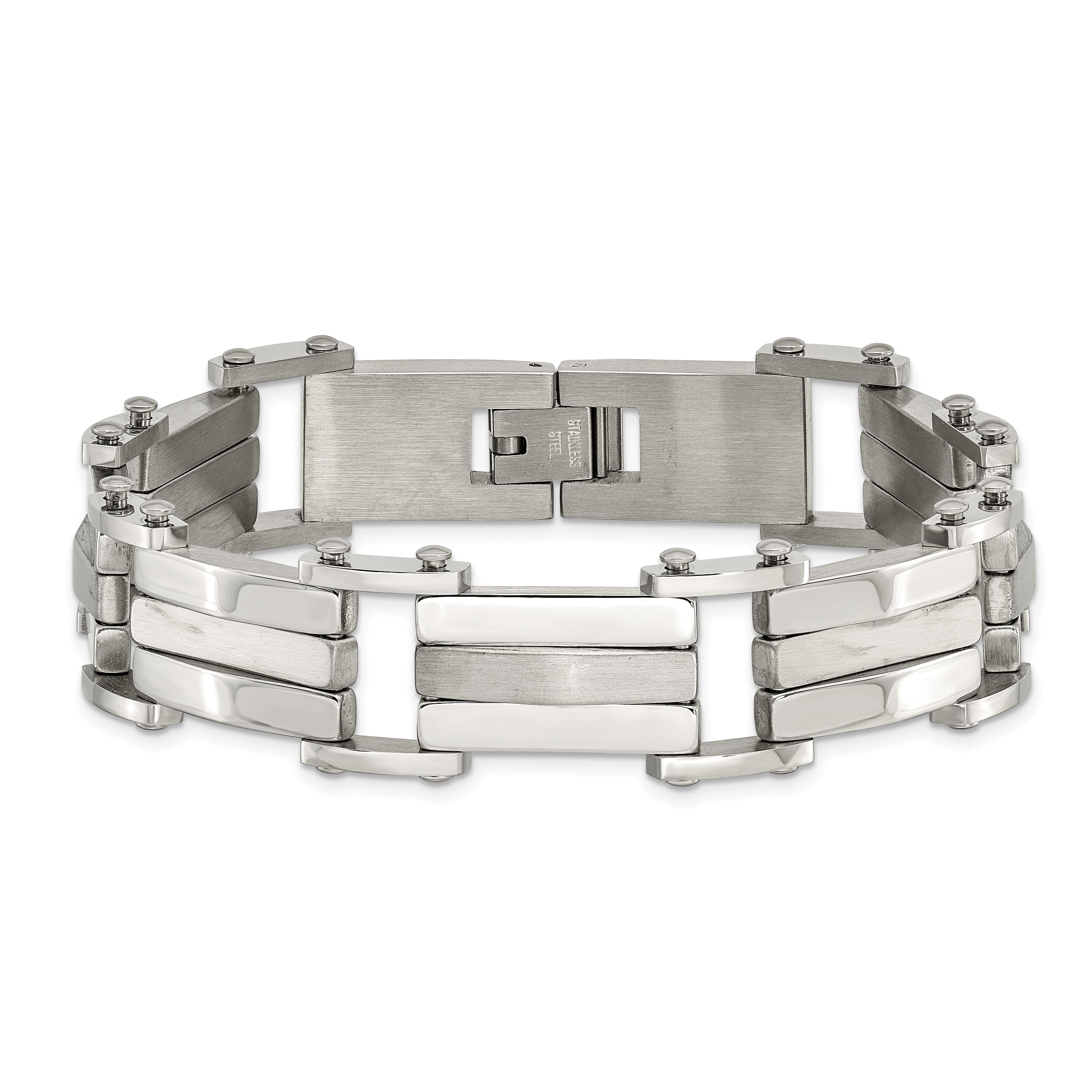 Chisel Stainless Steel Brushed and Polished 8.5 inch Link Bracelet