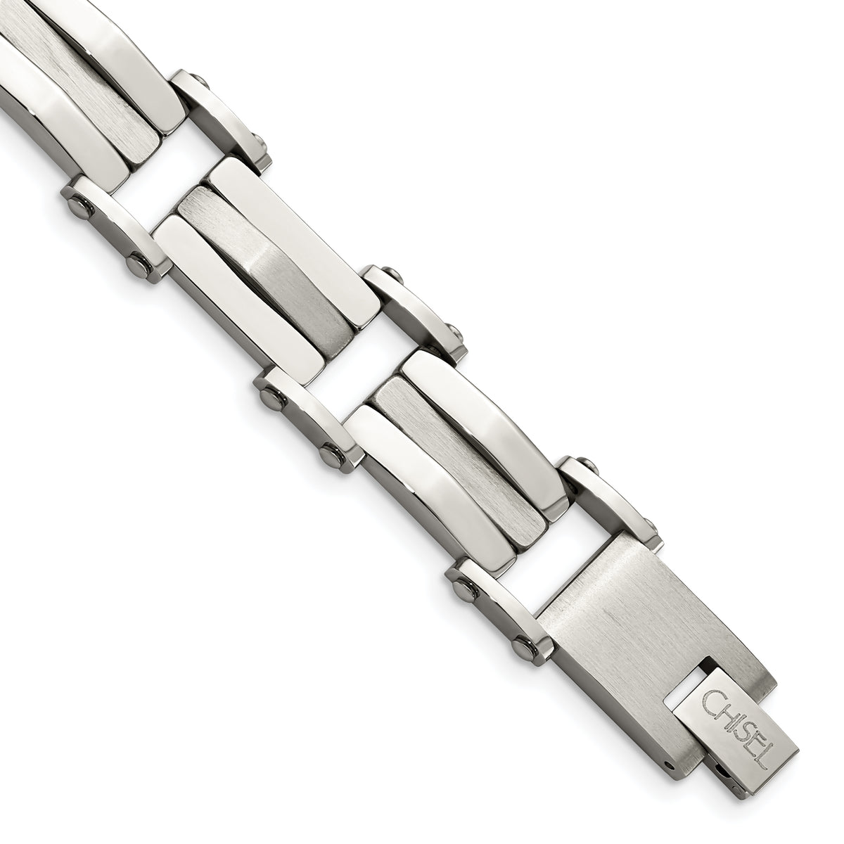 Chisel Stainless Steel Brushed and Polished 8.5 inch Link Bracelet