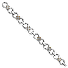 Stainless Steel Polished w/ Brown CZ Fancy Link Bracelet