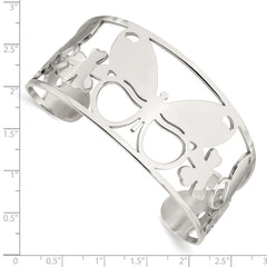 Chisel Stainless Steel Polished Butterfly Cuff Bangle