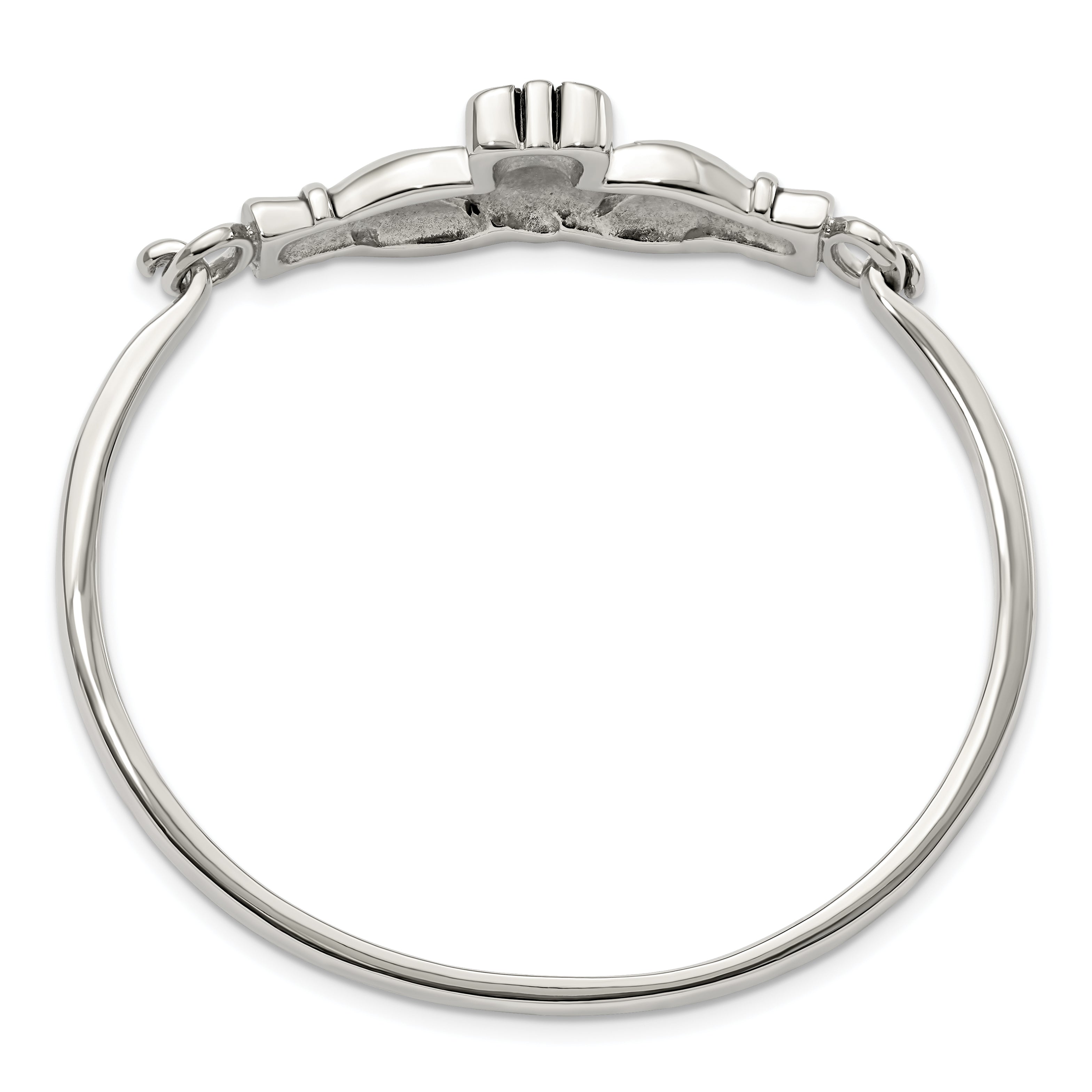 Chisel Stainless Steel Antiqued and Polished Claddagh Bangle