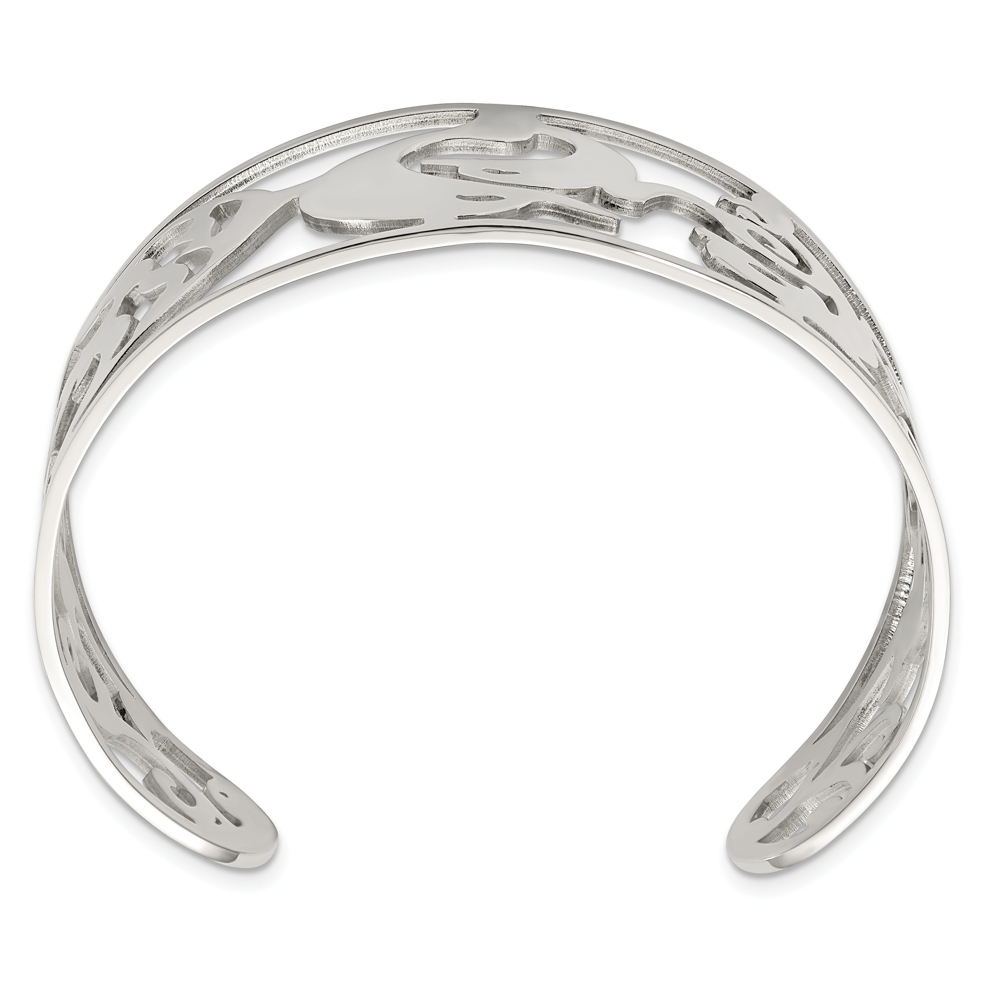 Chisel Stainless Steel Polished Dolphins Cuff Bangle