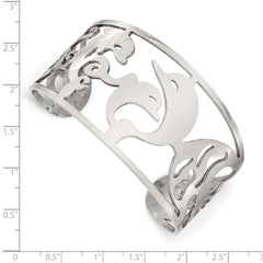 Chisel Stainless Steel Polished Dolphins Cuff Bangle