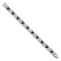 Chisel Stainless Steel Polished and Textured Black IP-plated 8.5 inch Link Bracelet