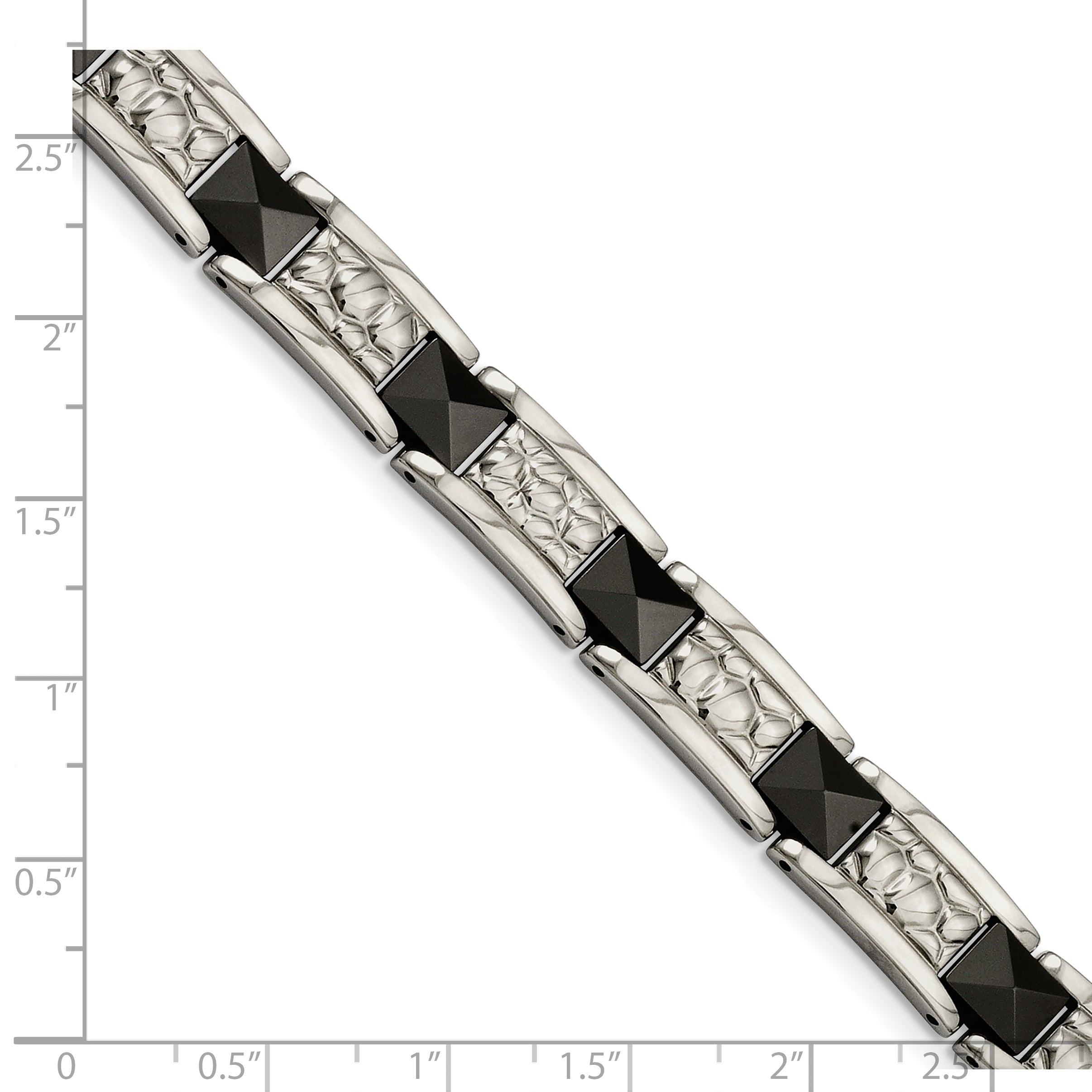 Chisel Stainless Steel Polished and Textured Black IP-plated 8.5 inch Link Bracelet