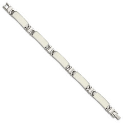 Stainless Steel Polished White Enamel Link Bracelet