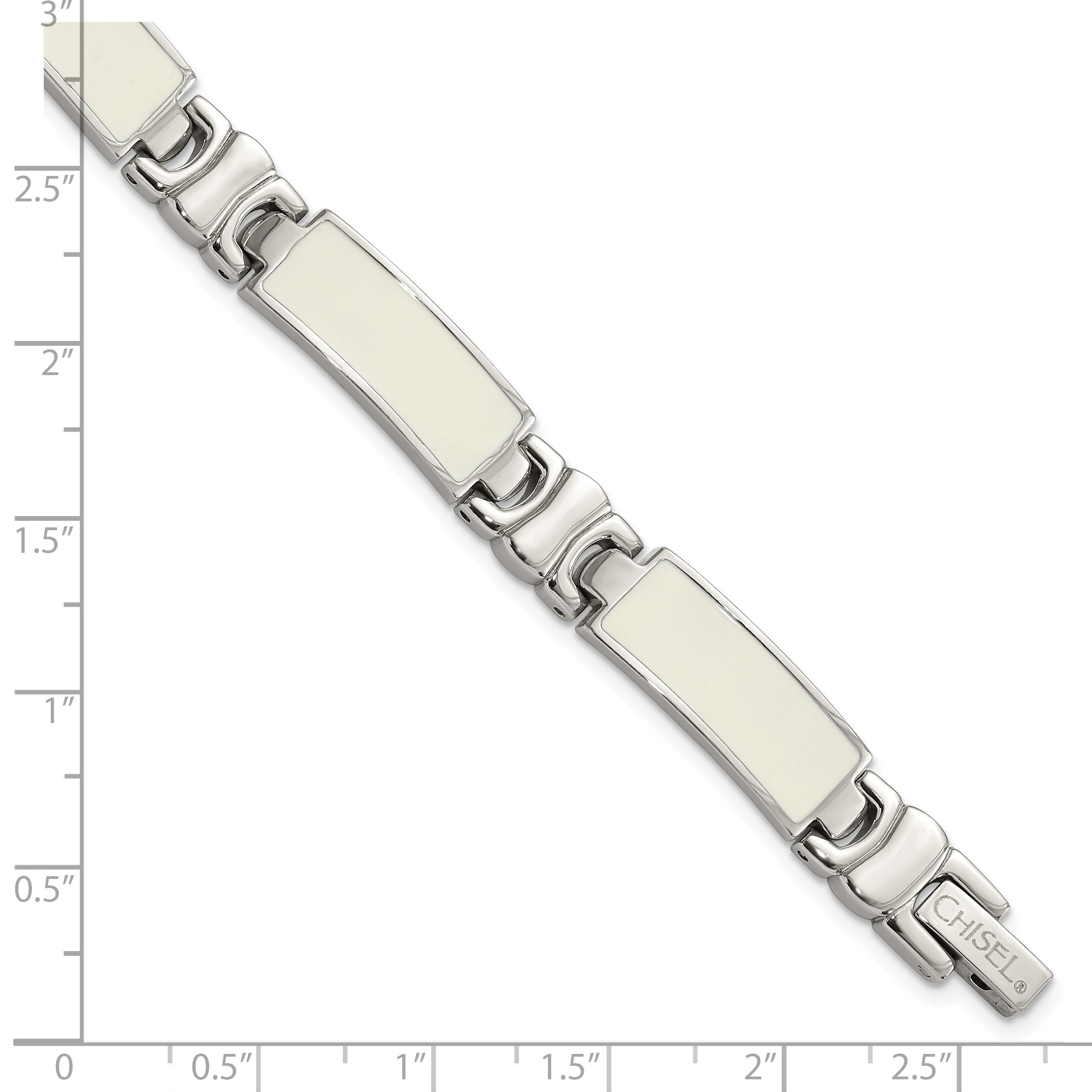 Stainless Steel Polished White Enamel Link Bracelet