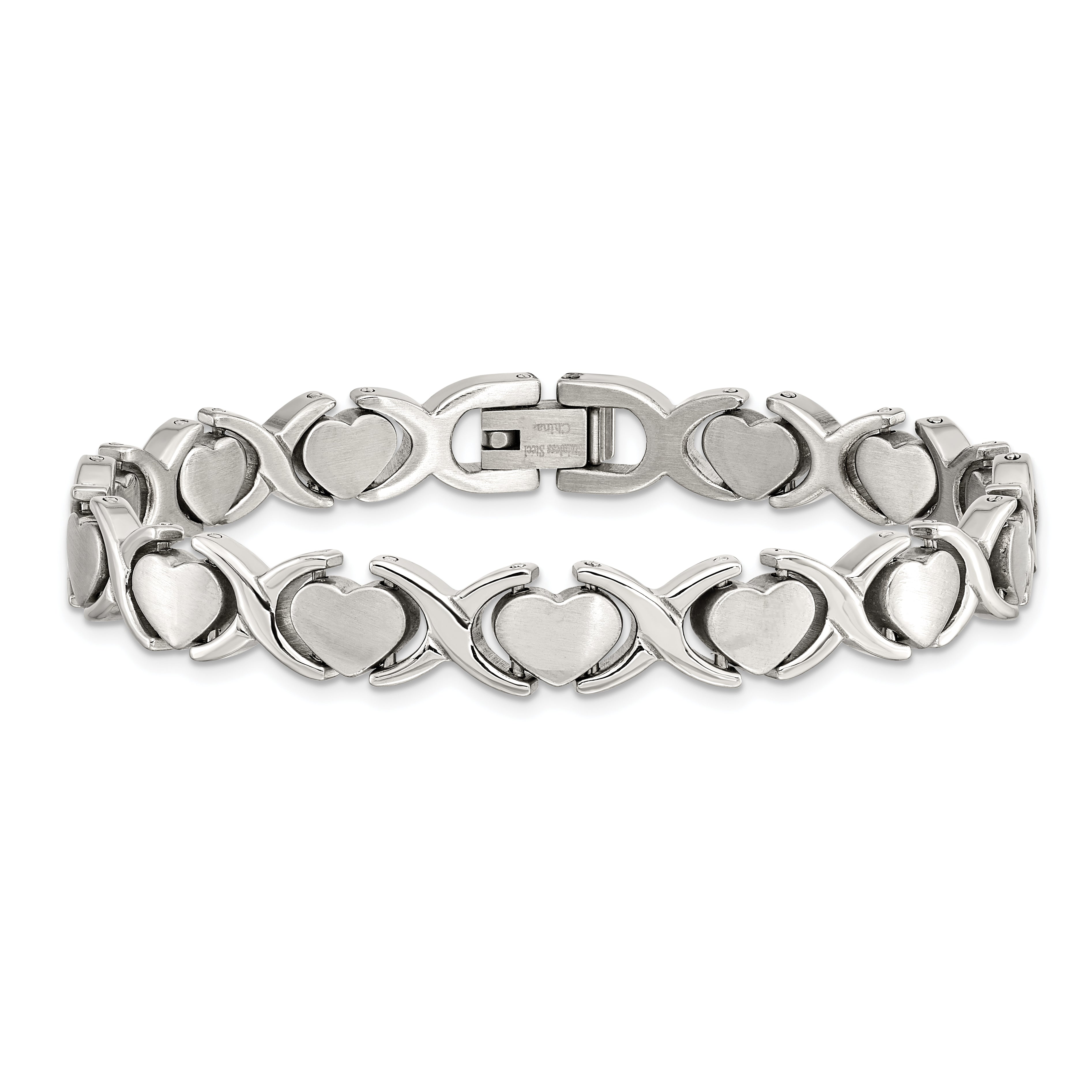 Chisel Stainless Steel Brushed and Polished 8 inch Stampato Bracelet