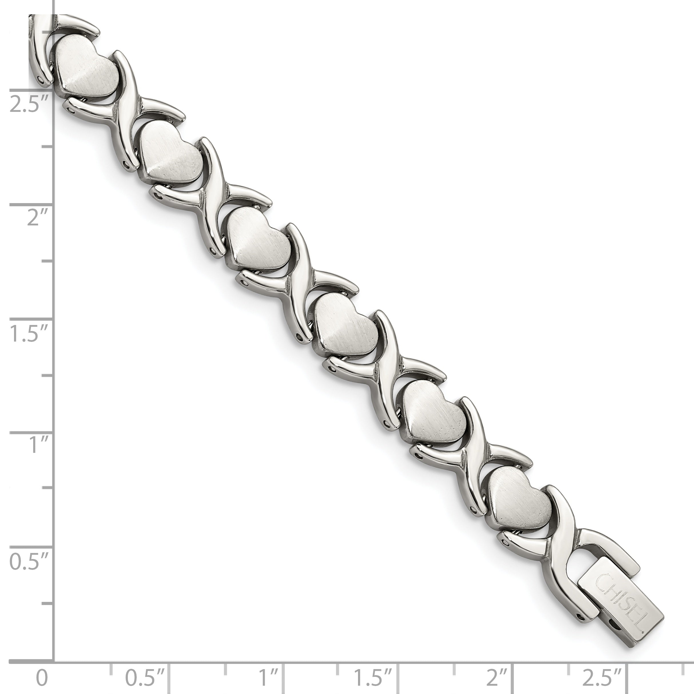 Chisel Stainless Steel Brushed and Polished 8 inch Stampato Bracelet