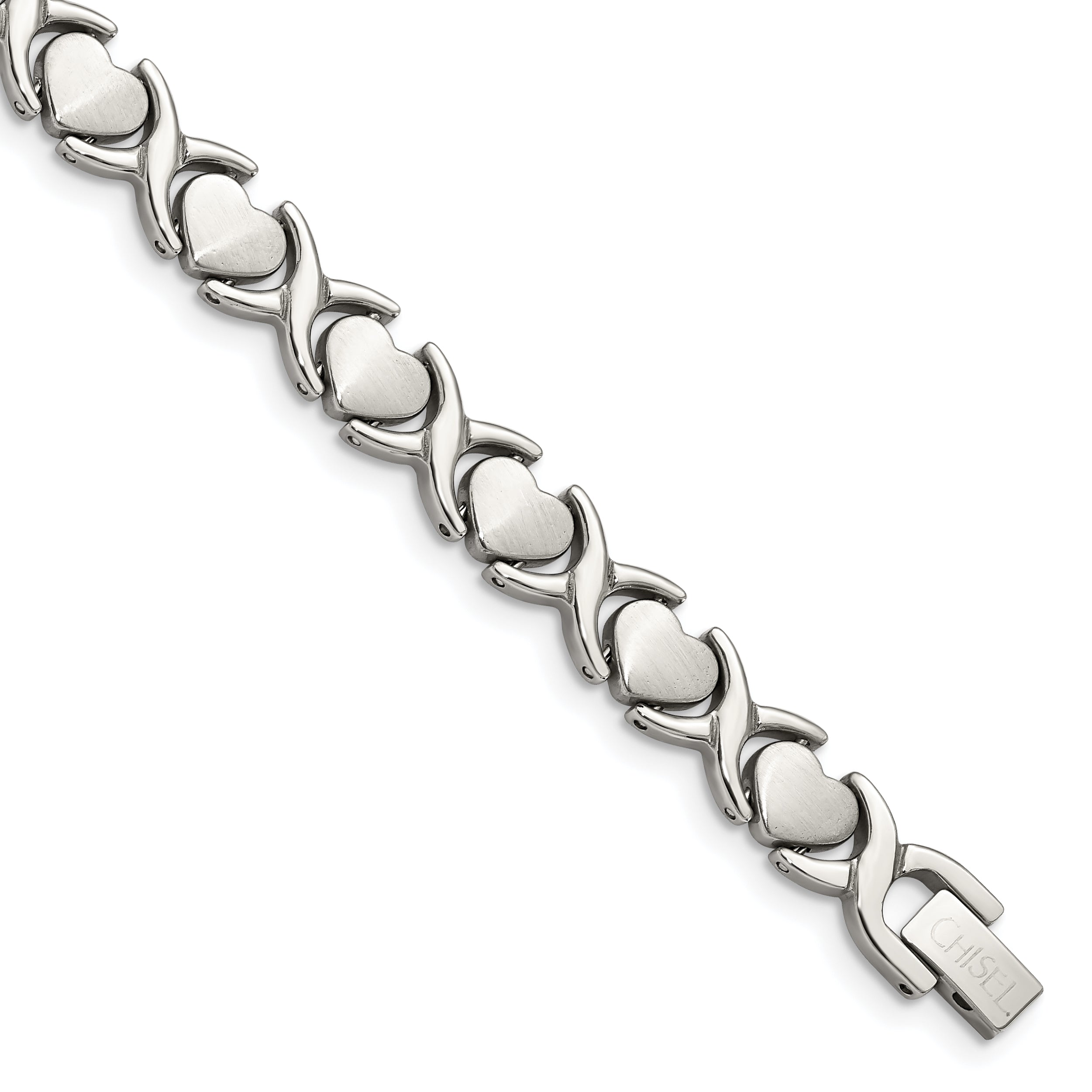 Chisel Stainless Steel Brushed and Polished 8 inch Stampato Bracelet