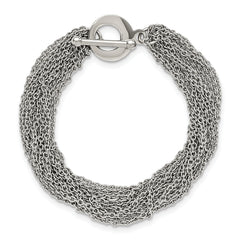 Stainless Steel Polished Multi Row Chain 7.5in Toggle Bracelet