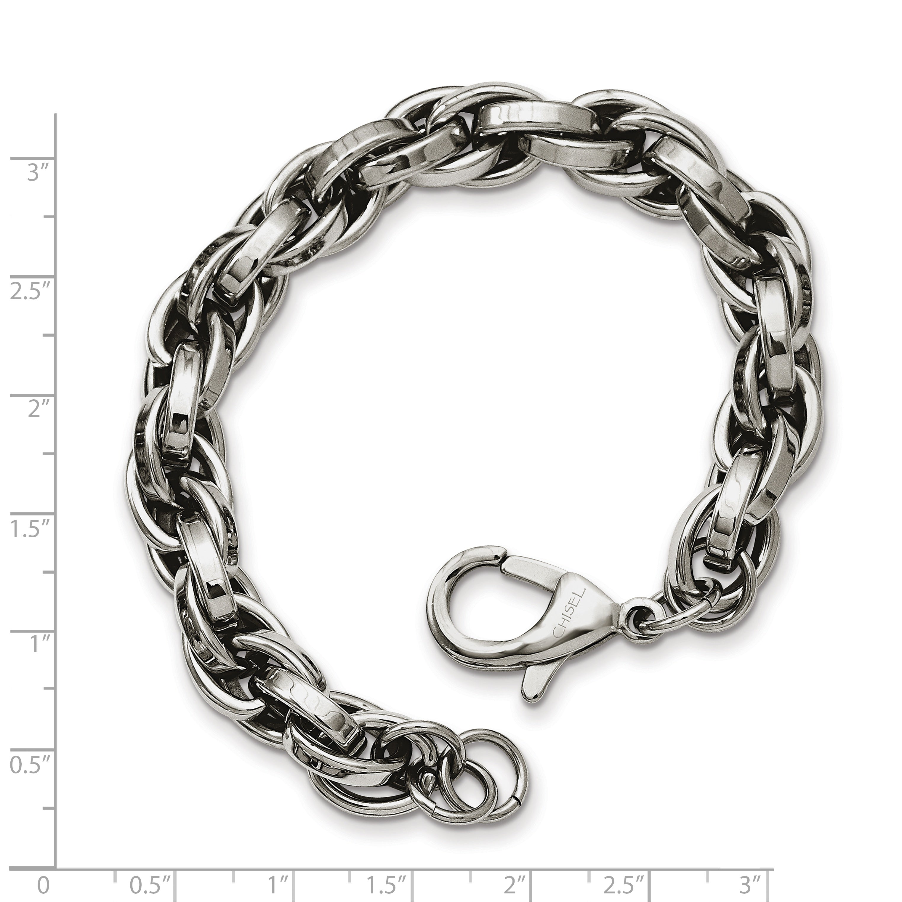 Chisel Stainless Steel Polished 8.5 inch Oval Link Bracelet