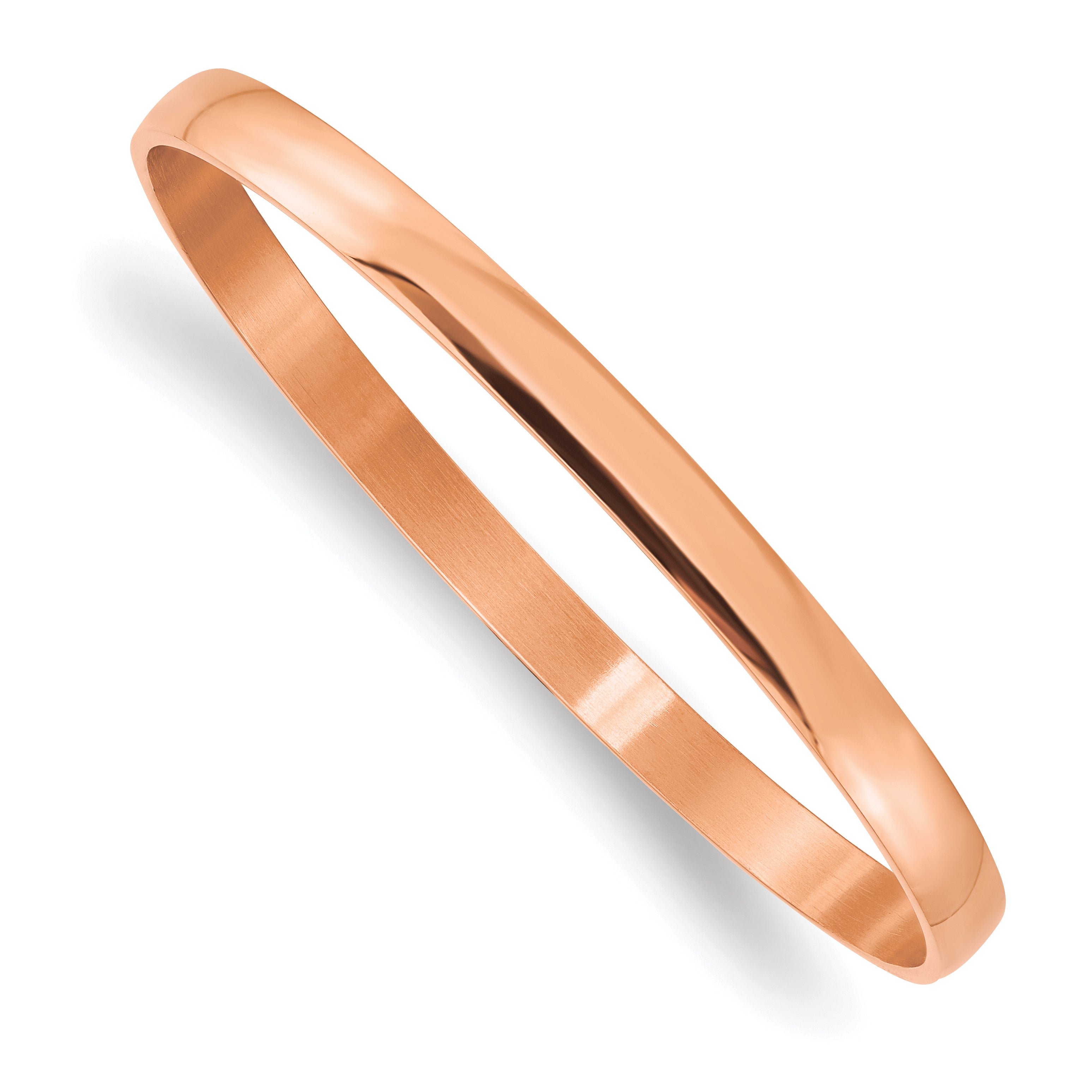 Stainless Steel Polished Rose IP-plated 6mm Bangle