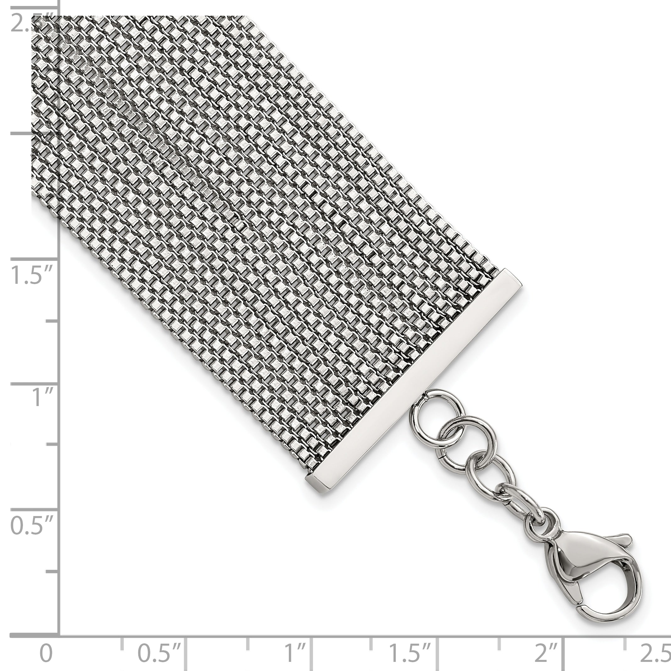 Stainless Steel Polished Multi-strand Box Chain Bracelet