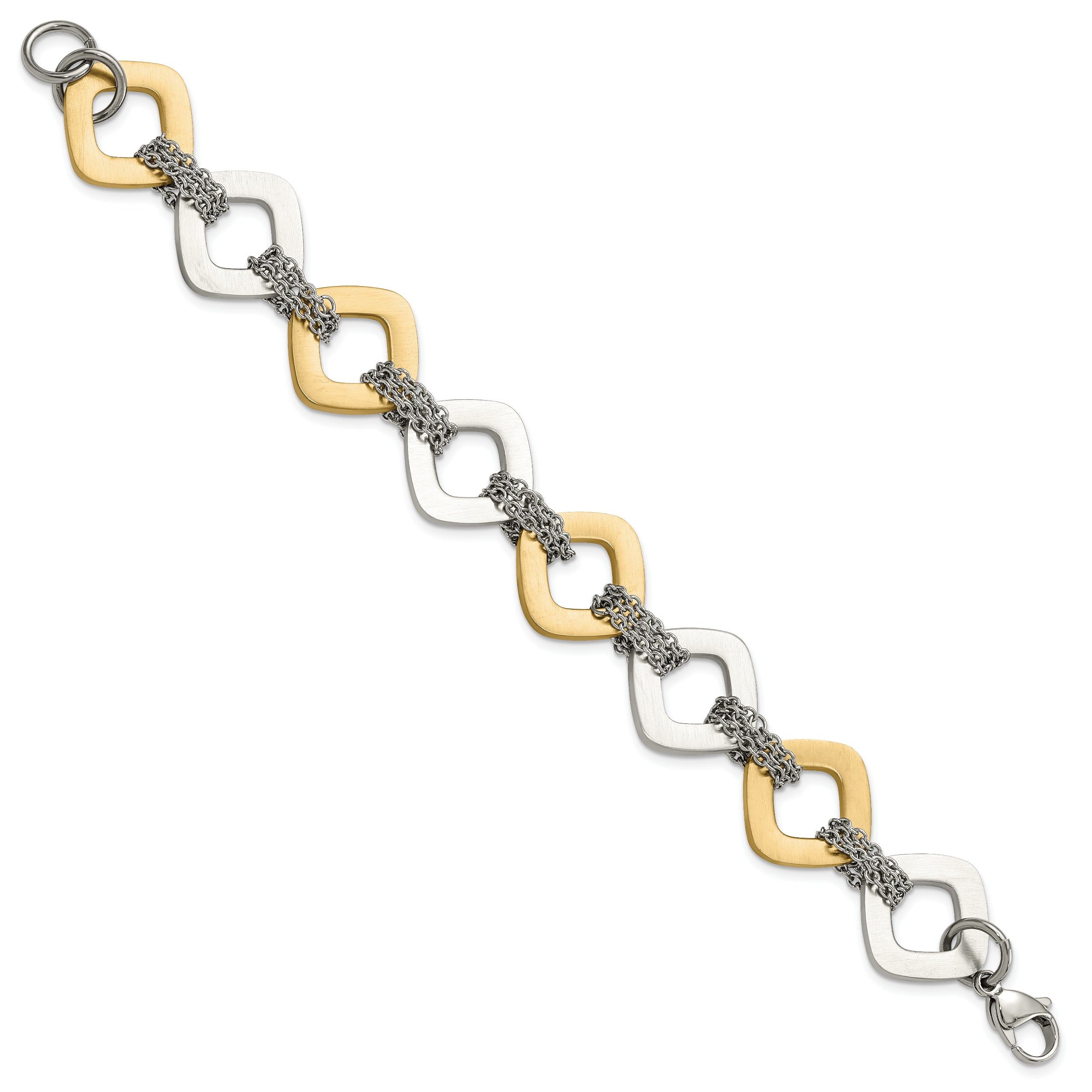 Stainless Steel Yellow IP plated Brushed Link Bracelet