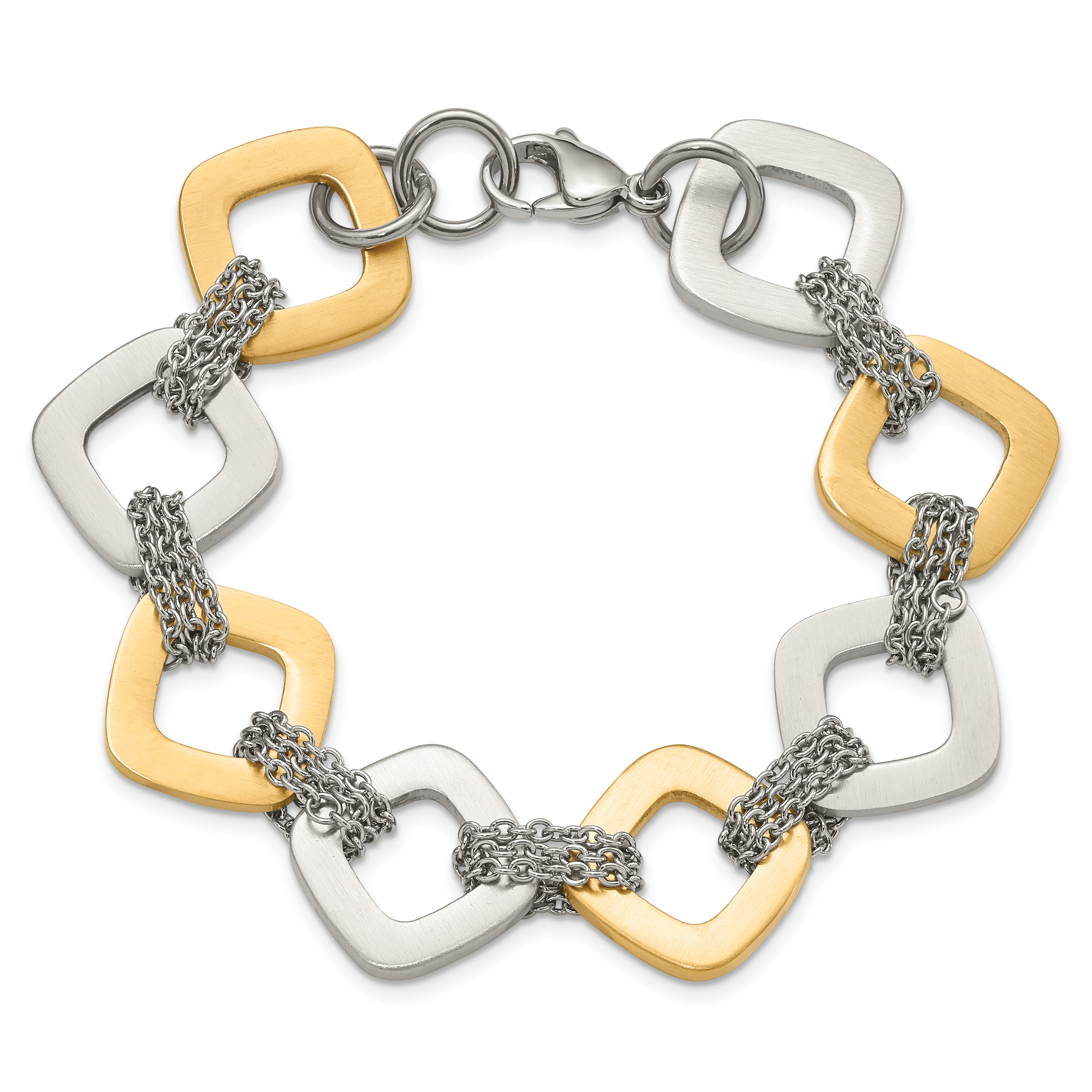 Stainless Steel Yellow IP plated Brushed Link Bracelet