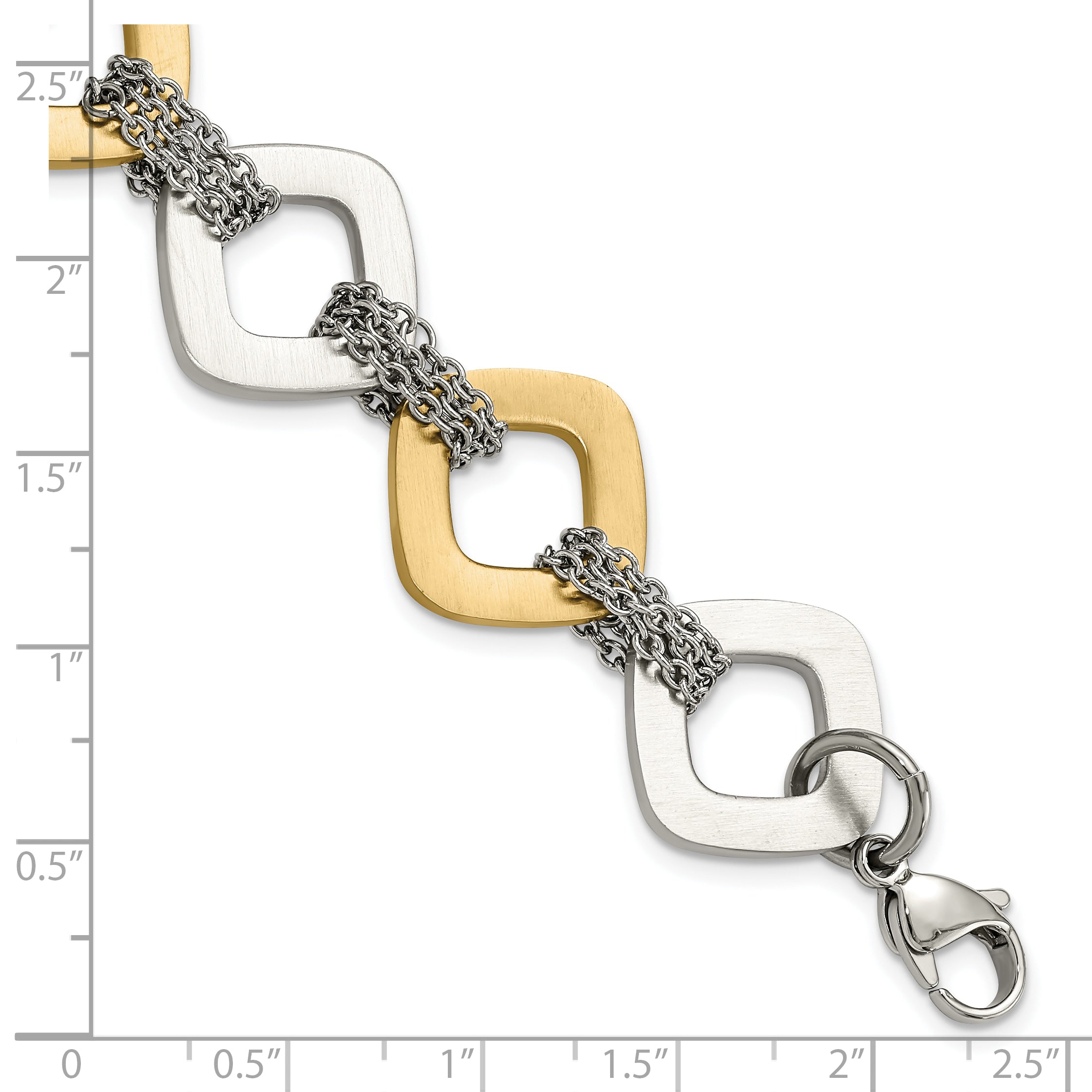 Stainless Steel Yellow IP plated Brushed Link Bracelet