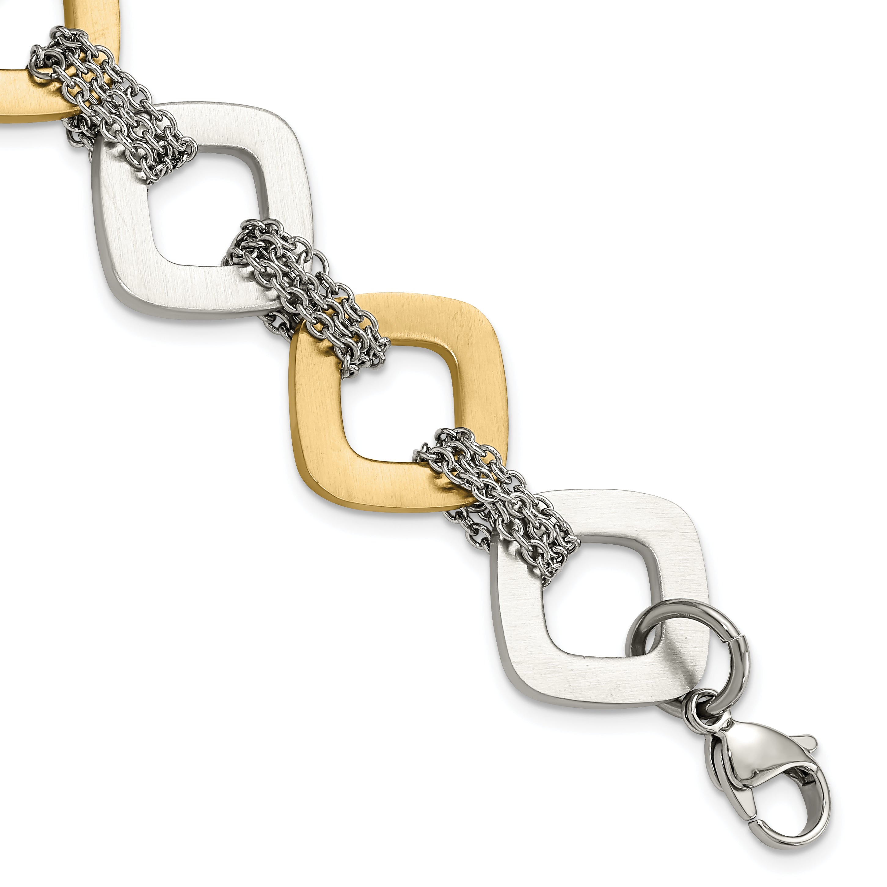 Stainless Steel Yellow IP plated Brushed Link Bracelet