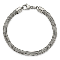 Chisel Stainless Steel Polished and Textured Wire 8 inch Bracelet