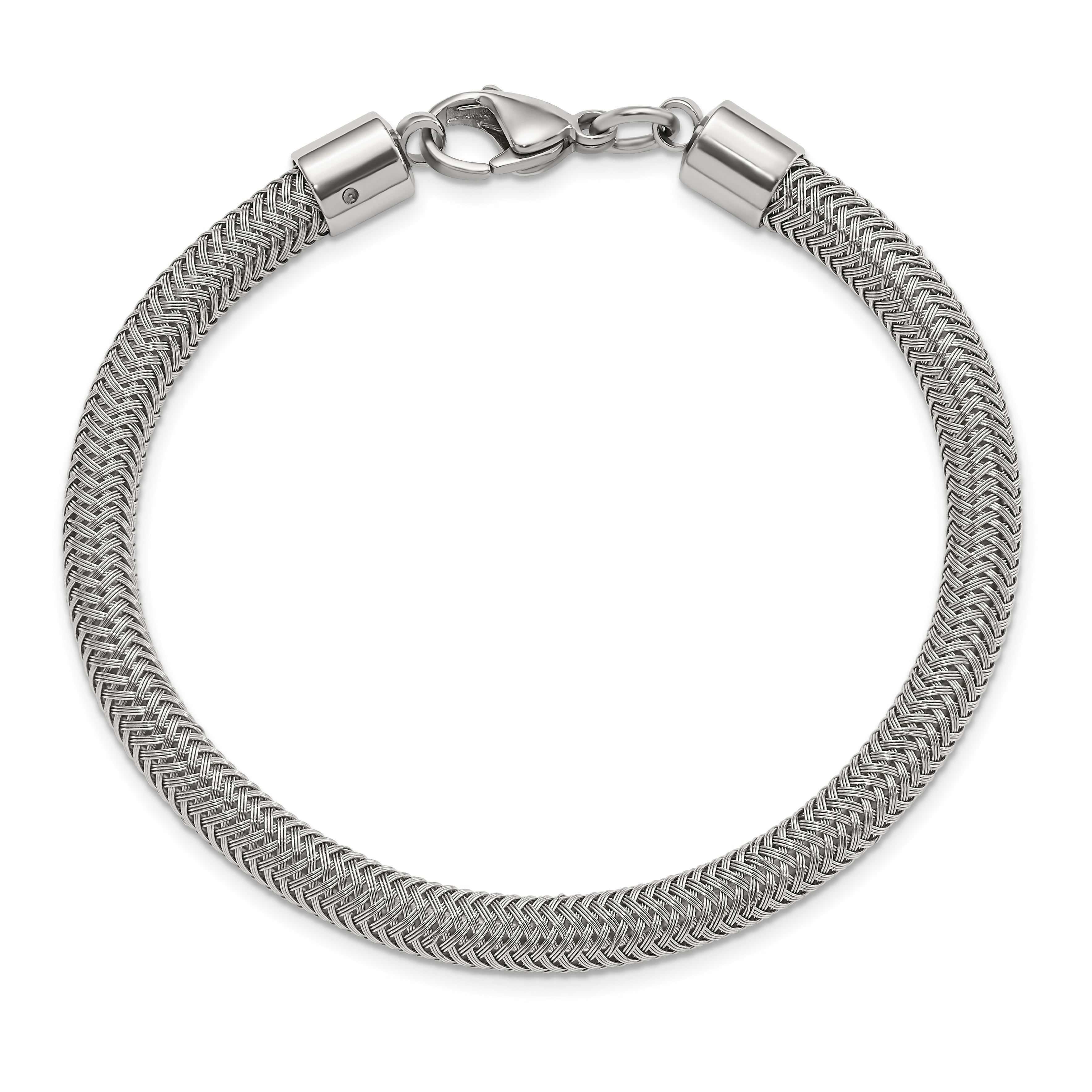 Chisel Stainless Steel Polished and Textured Wire 8 inch Bracelet