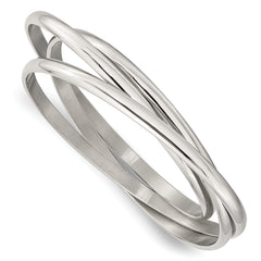 Chisel Stainless Steel Polished 3 Piece Set of Intertwined Bangles