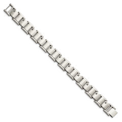 Chisel Stainless Steel Brushed and Polished with 3/8 carat Black Diamond 8.5 inch Bracelet