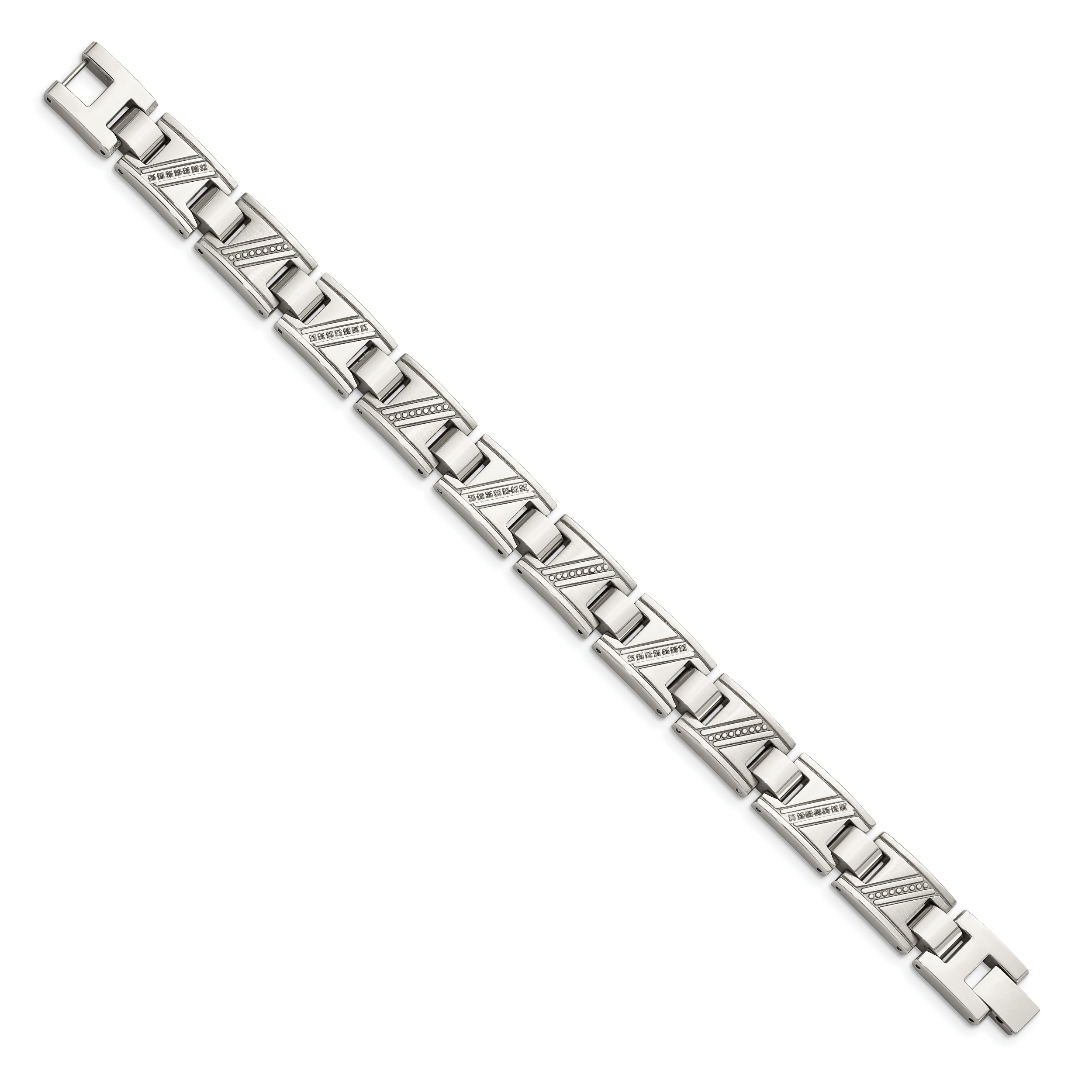 Chisel Stainless Steel Polished with 1/10 carat Diamond 8.5 inch Bracelet