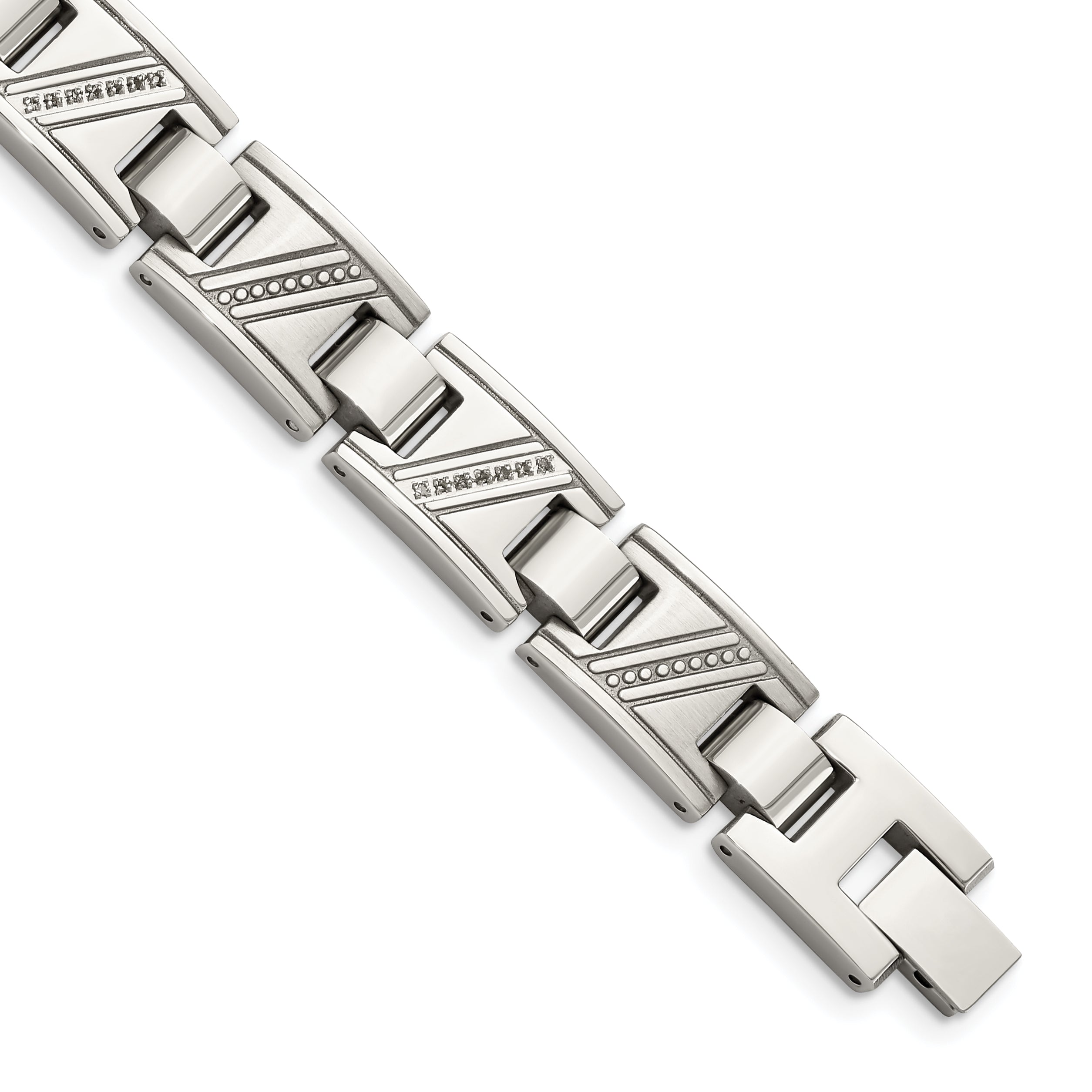 Chisel Stainless Steel Polished with 1/10 carat Diamond 8.5 inch Bracelet