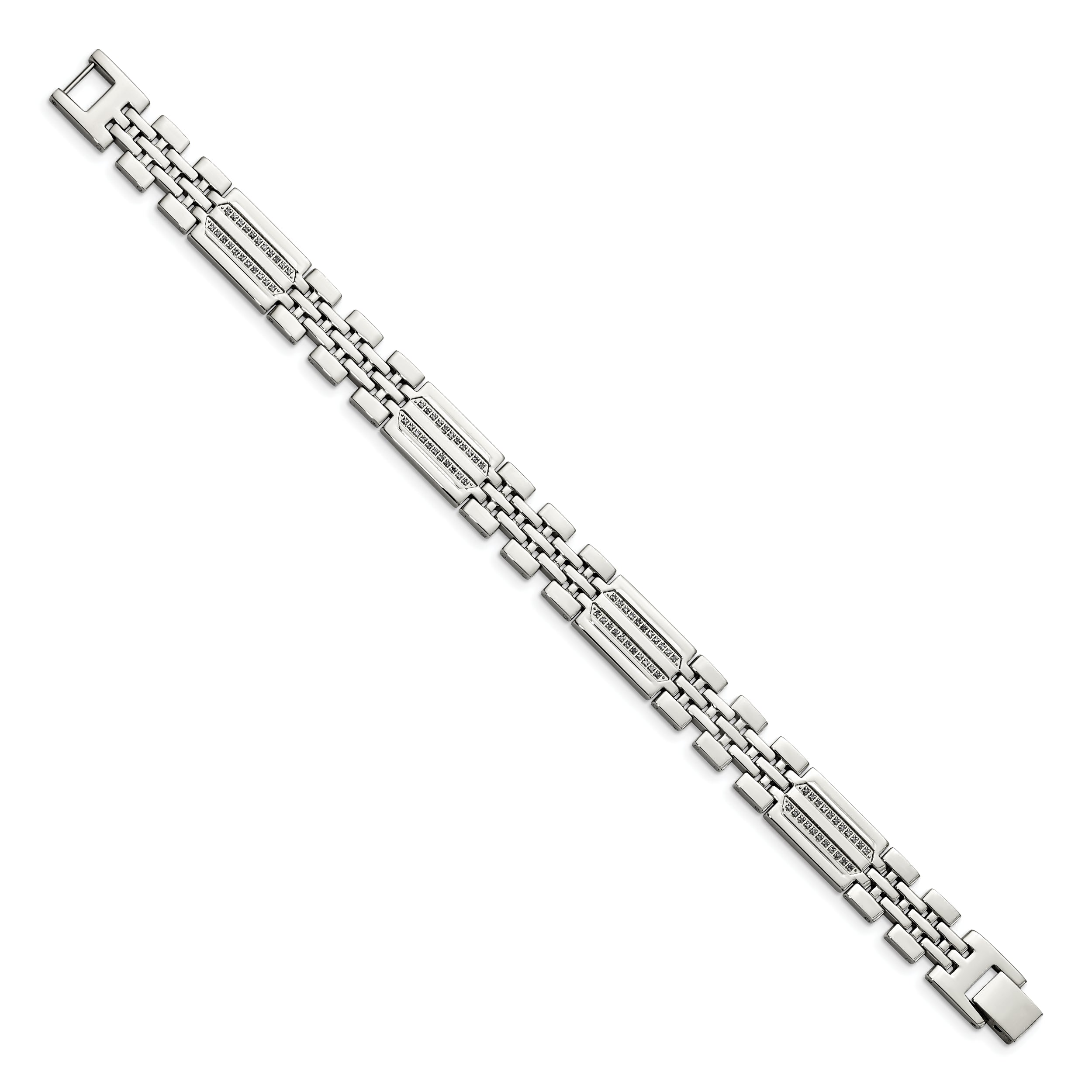 Chisel Stainless Steel Polished with 1/4 carat Diamond 8.75 inch Fancy Bracelet