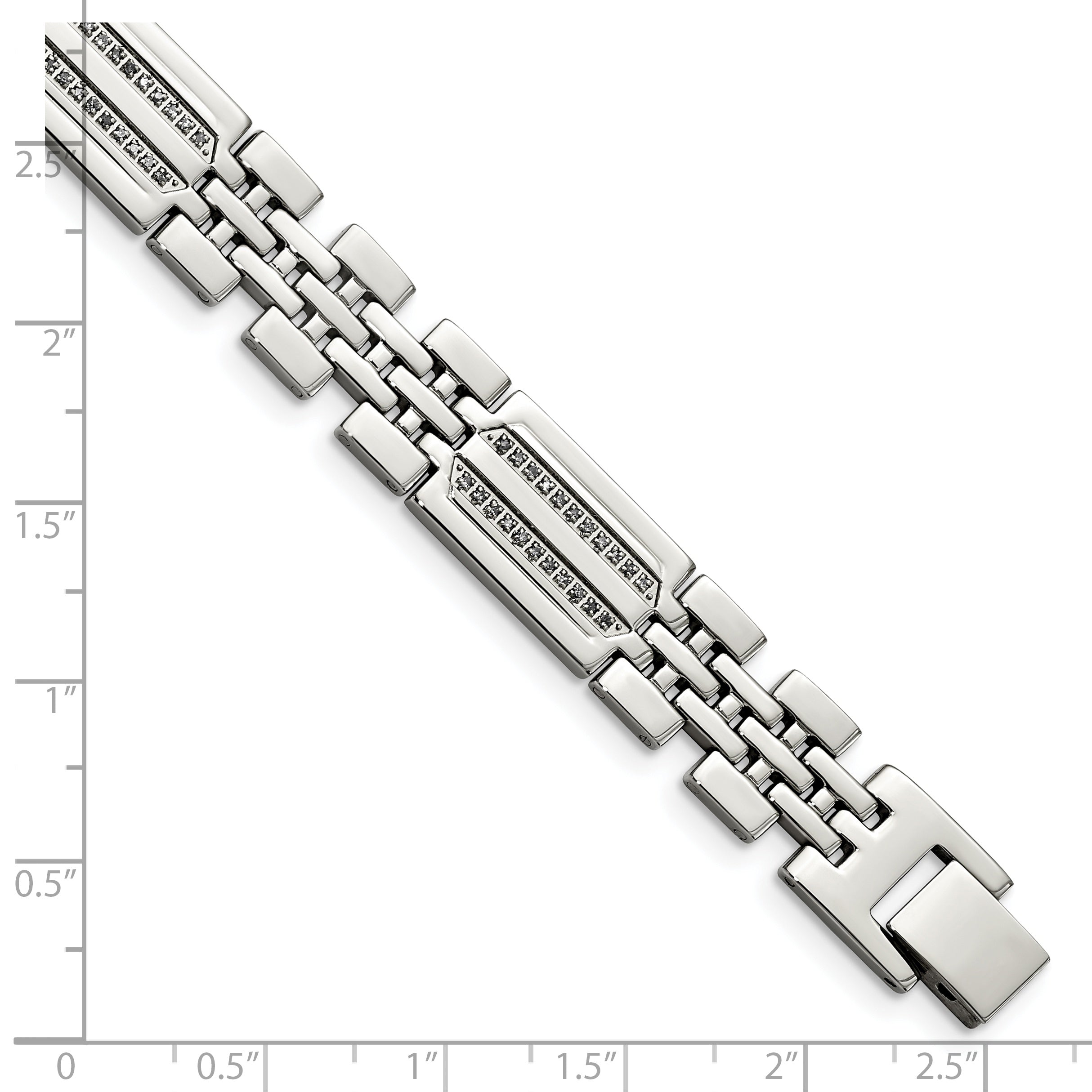 Chisel Stainless Steel Polished with 1/4 carat Diamond 8.75 inch Fancy Bracelet