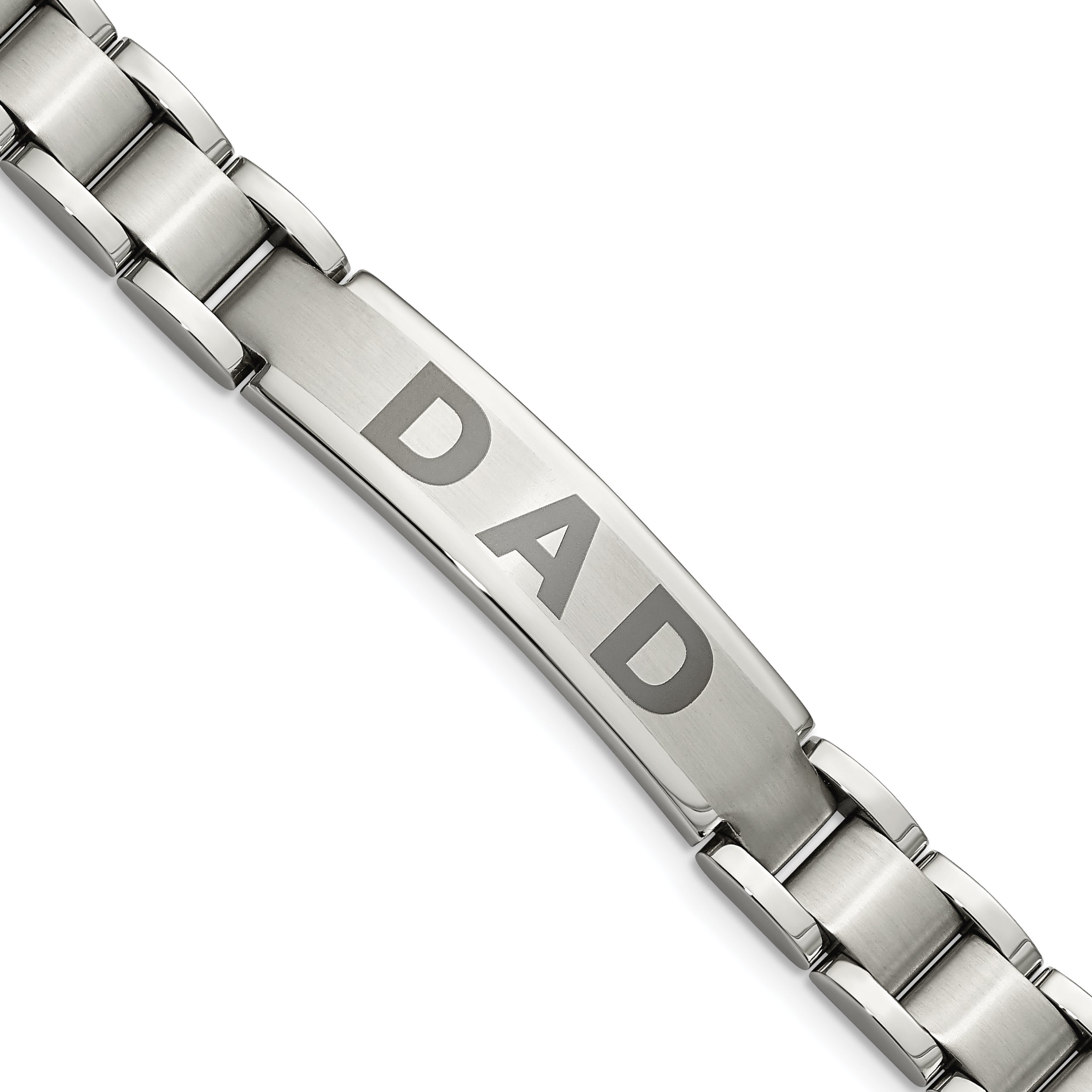 Chisel Stainless Steel Brushed and Polished Lasered DAD 8.75 inch Bracelet