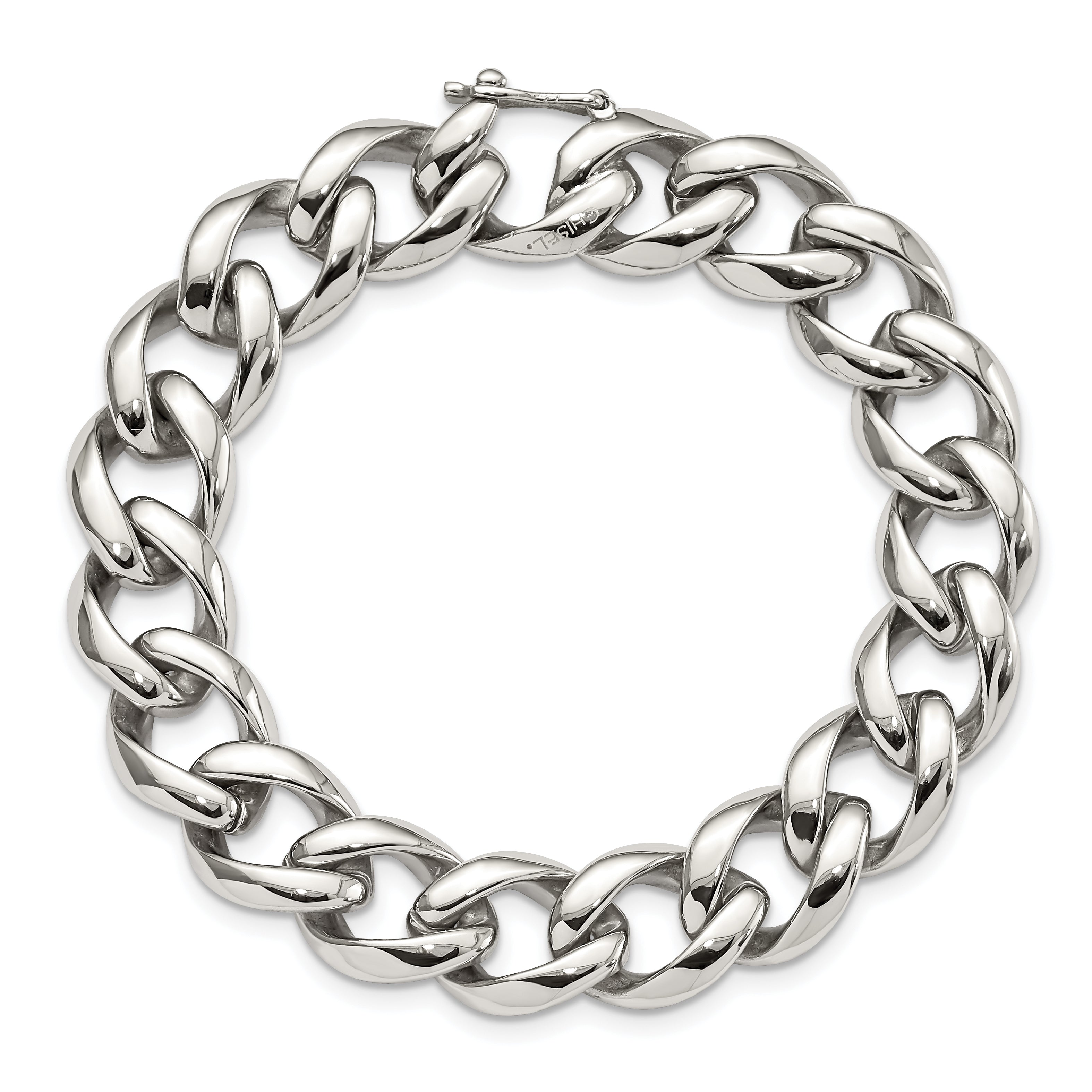 Chisel Stainless Steel Polished 8.25 inch Curb Link Bracelet